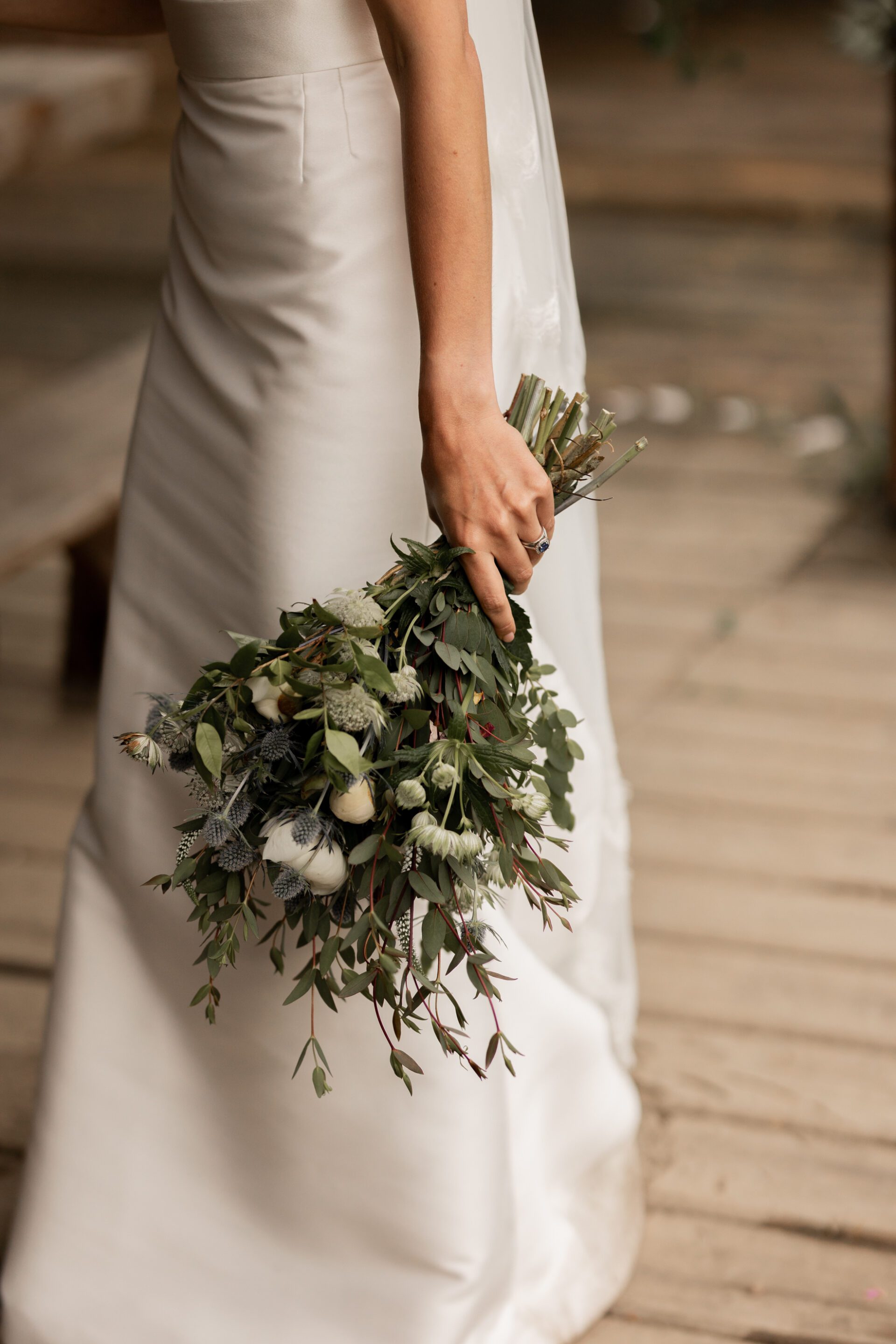 A close up the bride's beautiful florals from Devon Cottage Gardener