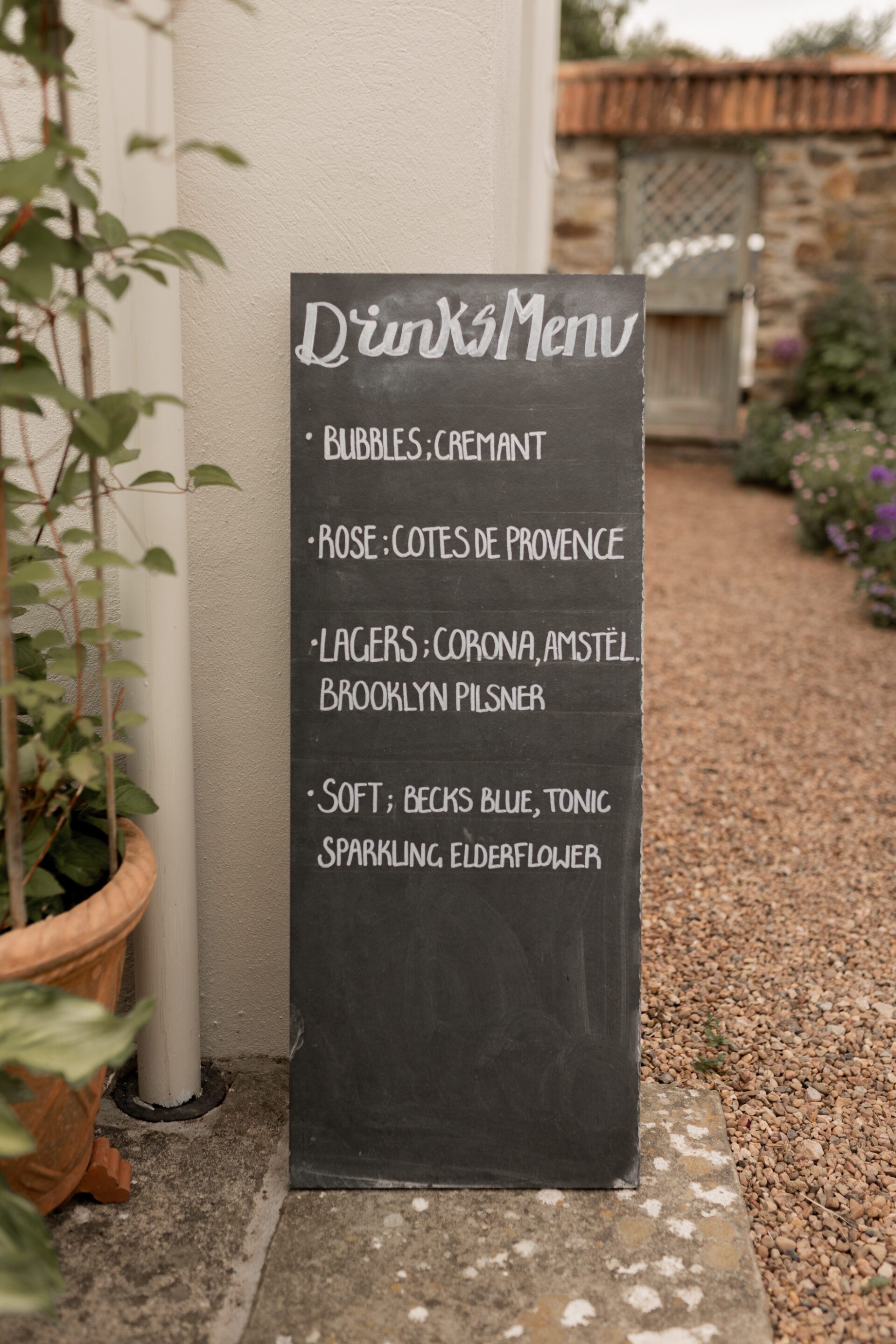 A DIY drinks menu sign