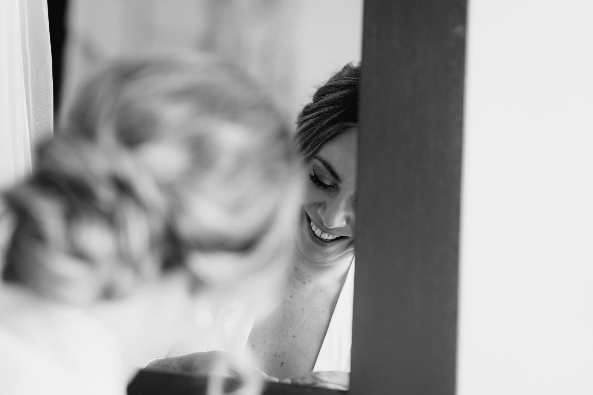 The bride gets ready before her church wedding ceremony in Oxfordshire