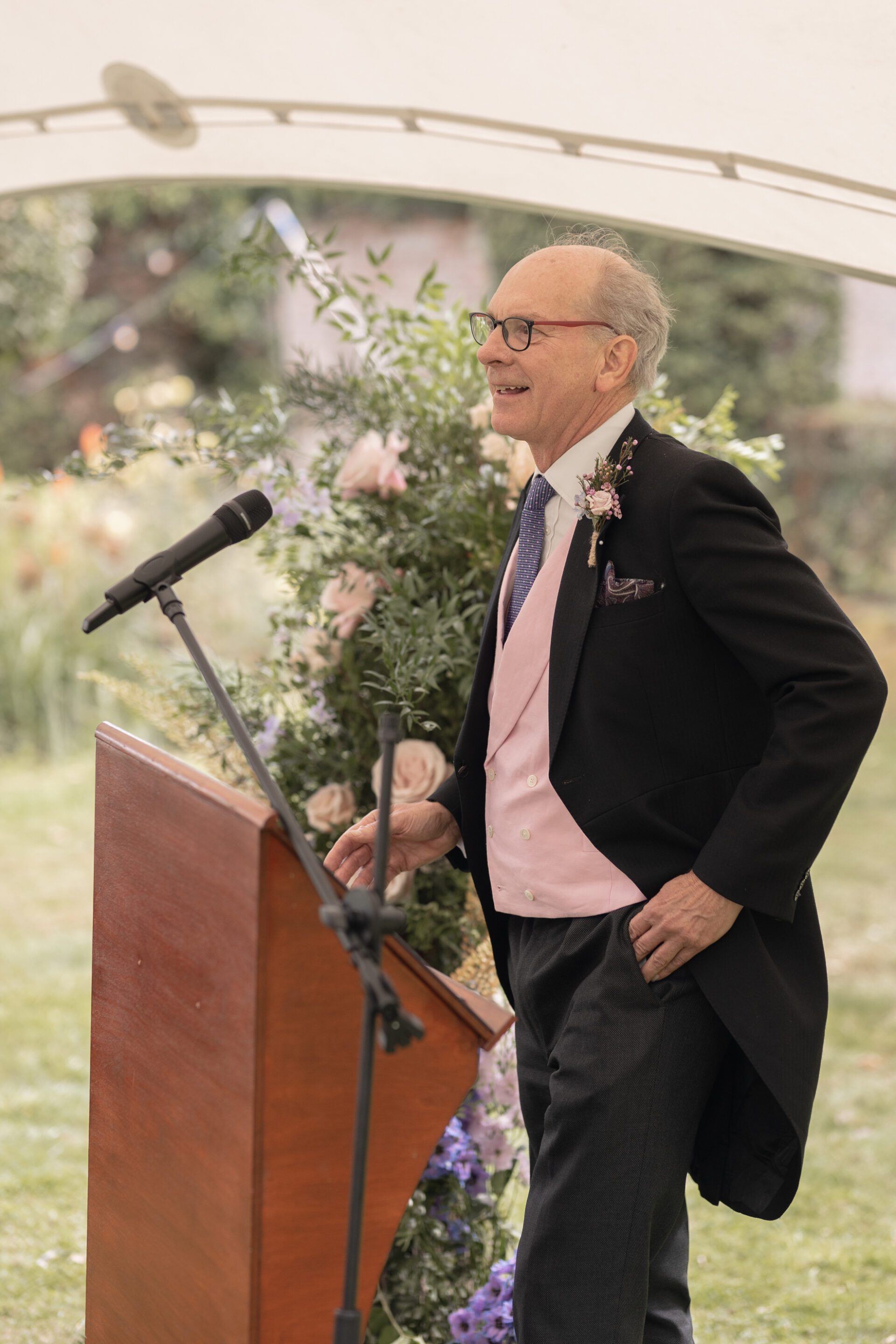 The father of the bride addresses the wedding guests at Brickwall House
