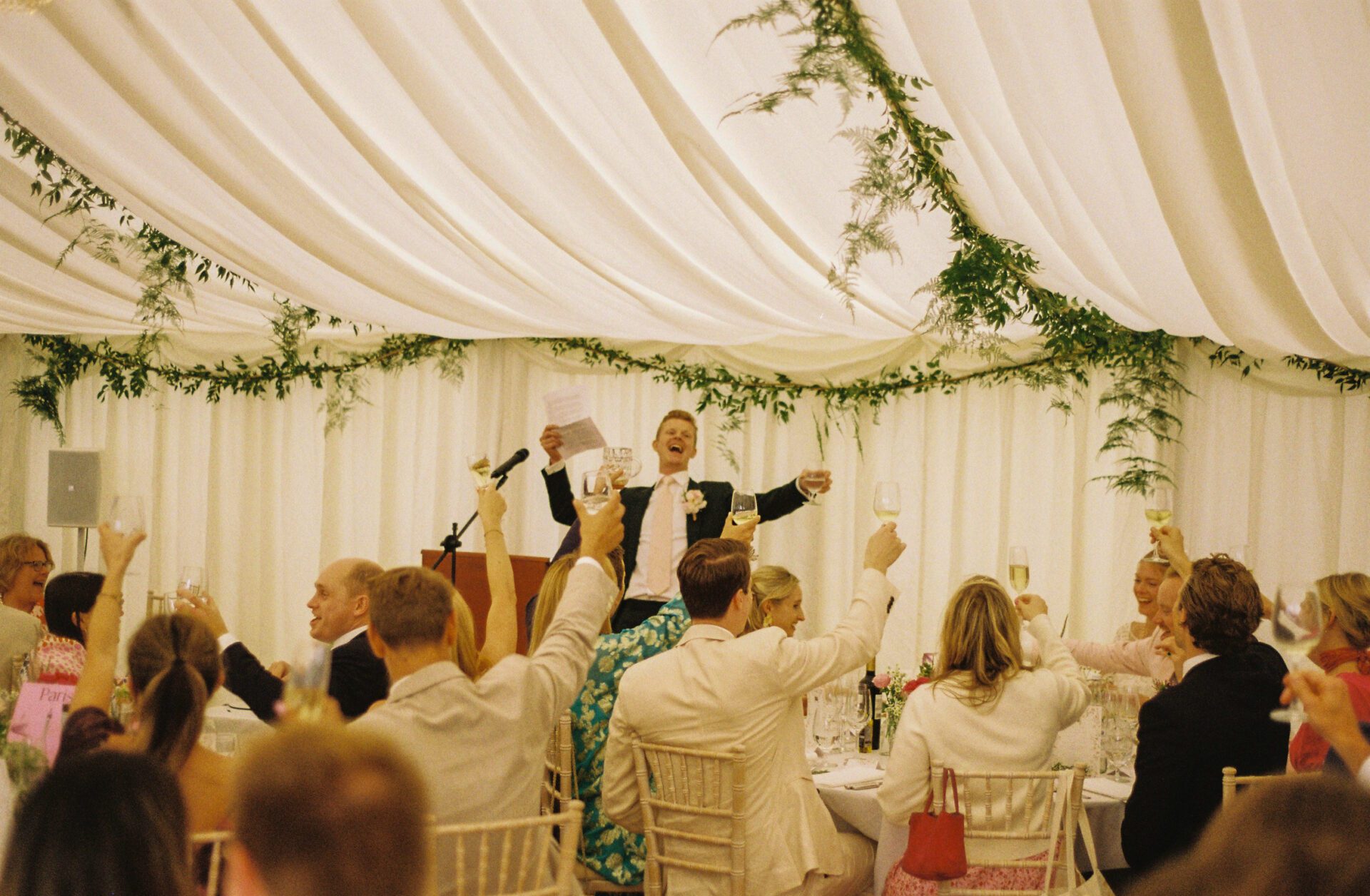The groom gives a wedding speech at Brickwall House