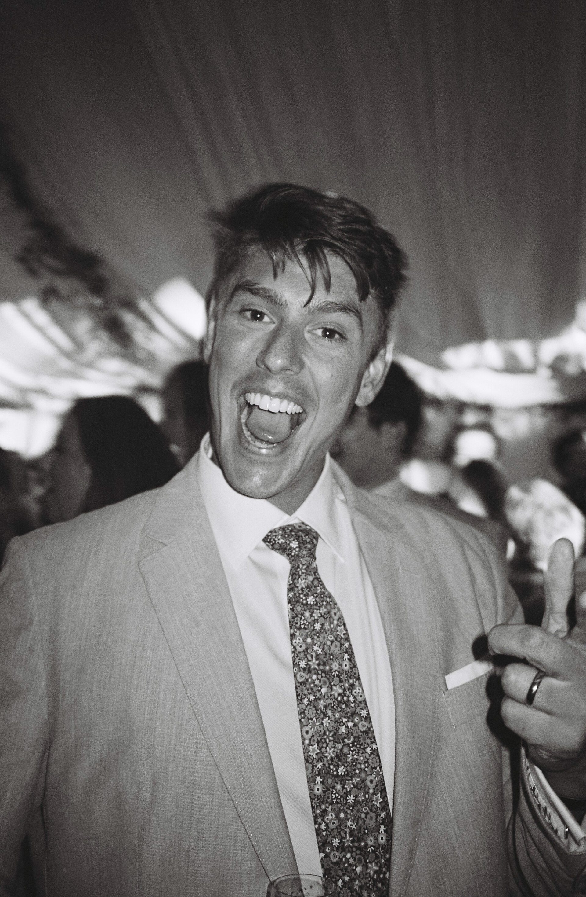 Wedding guest partying captured on 35mm film