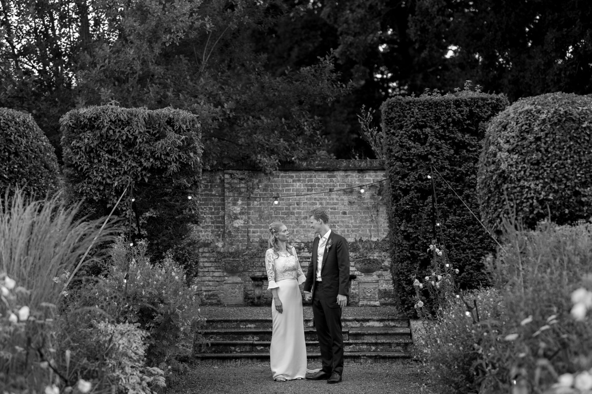 Portrait of the bride and groom at Brickwall House