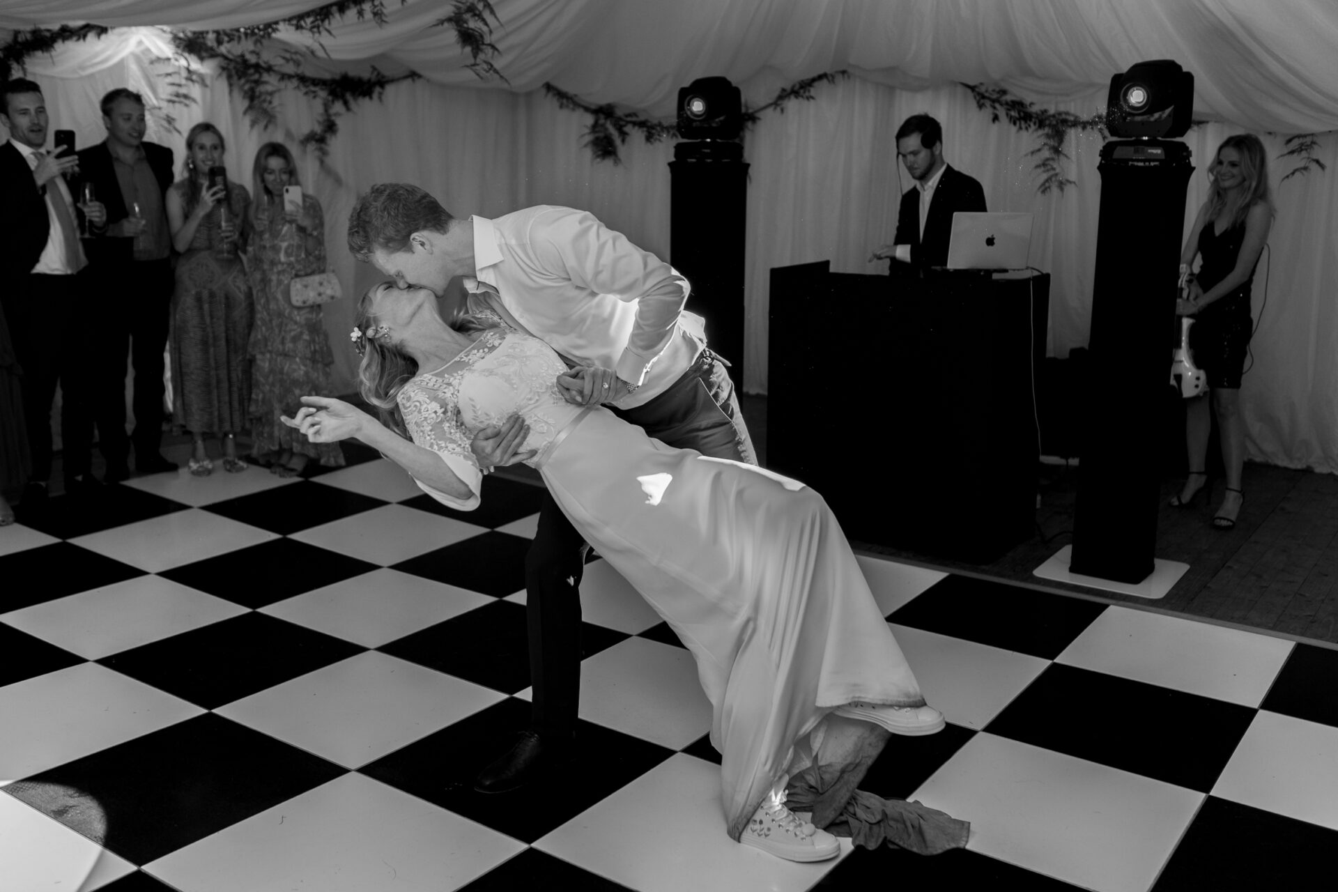 The bride and groom share their first dance at Brickwall House
