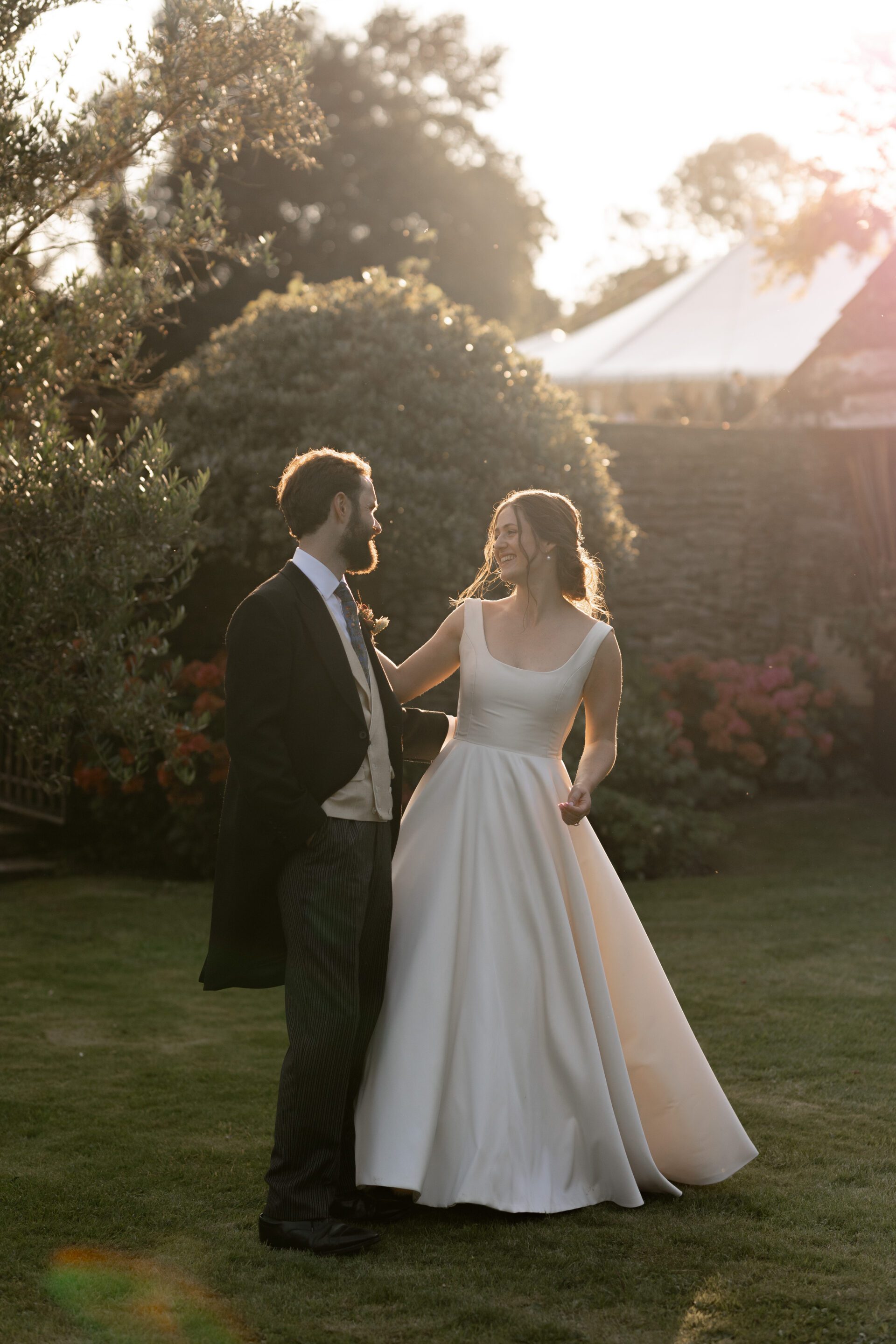 Golden hour couples portraits at the Somerset marquee wedding