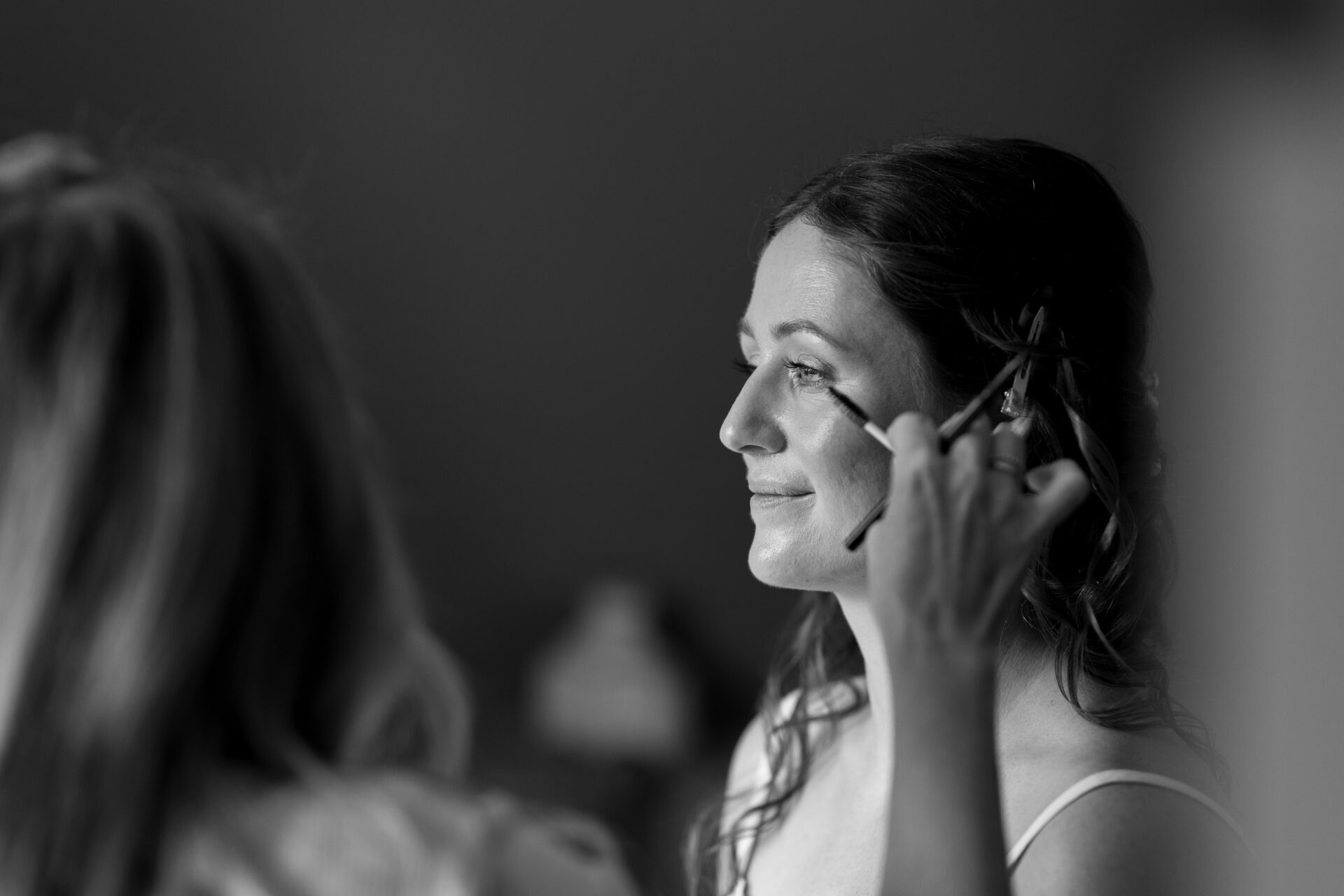 The bride gets ready for her Somerset marquee wedding