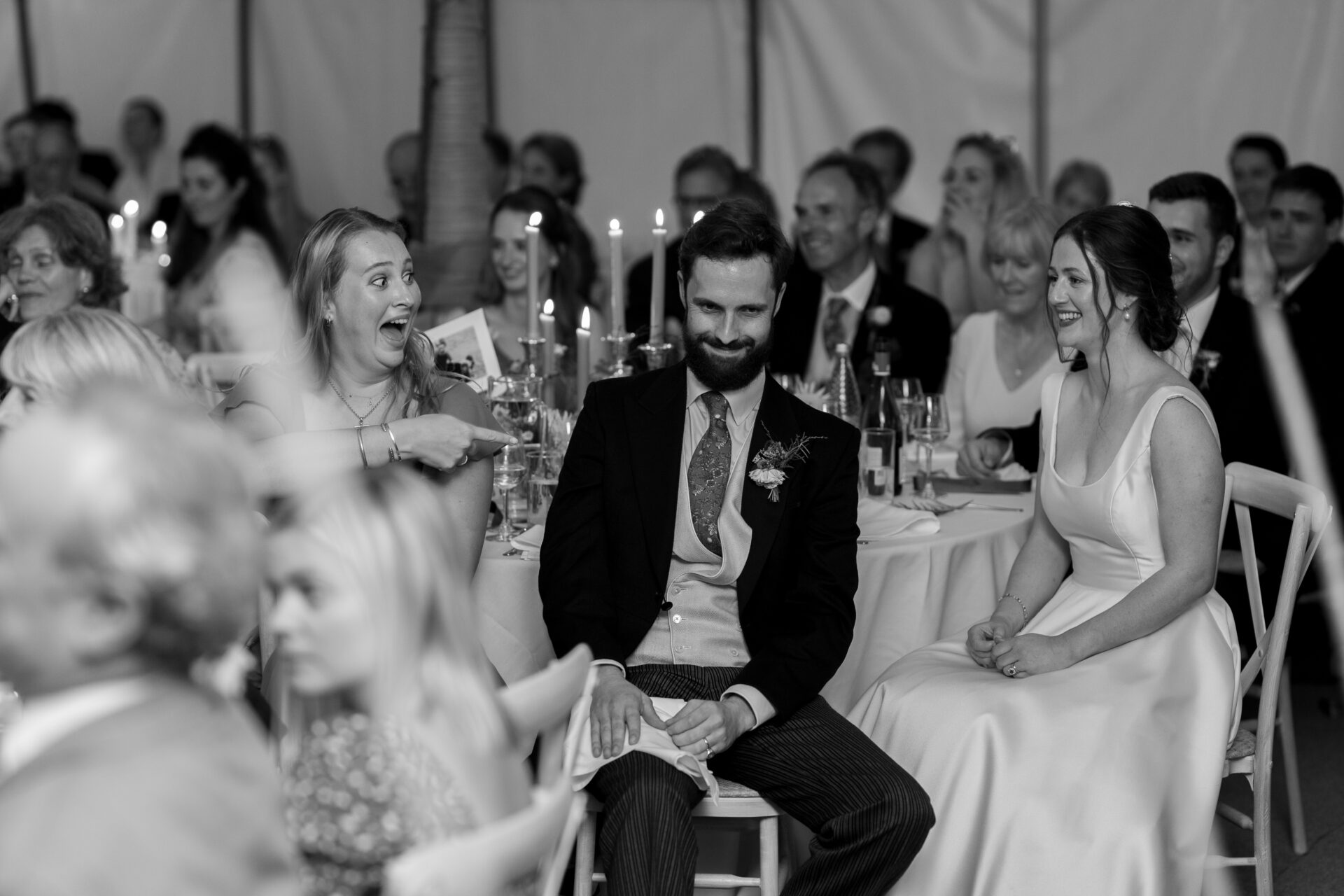 The groom enjoys a wedding speech