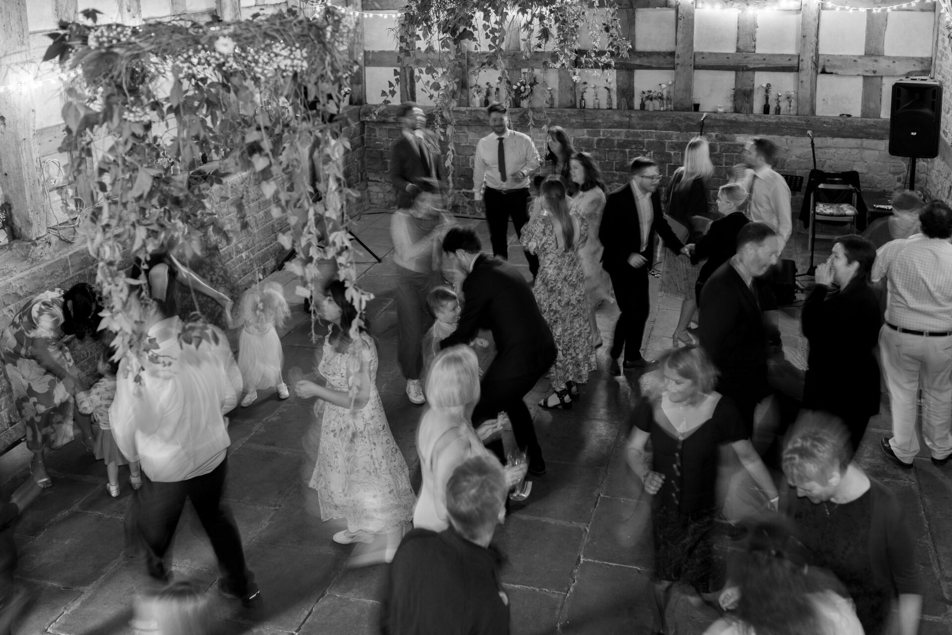 The dance floor at the Wool Barn, Gloucestershire wedding venue