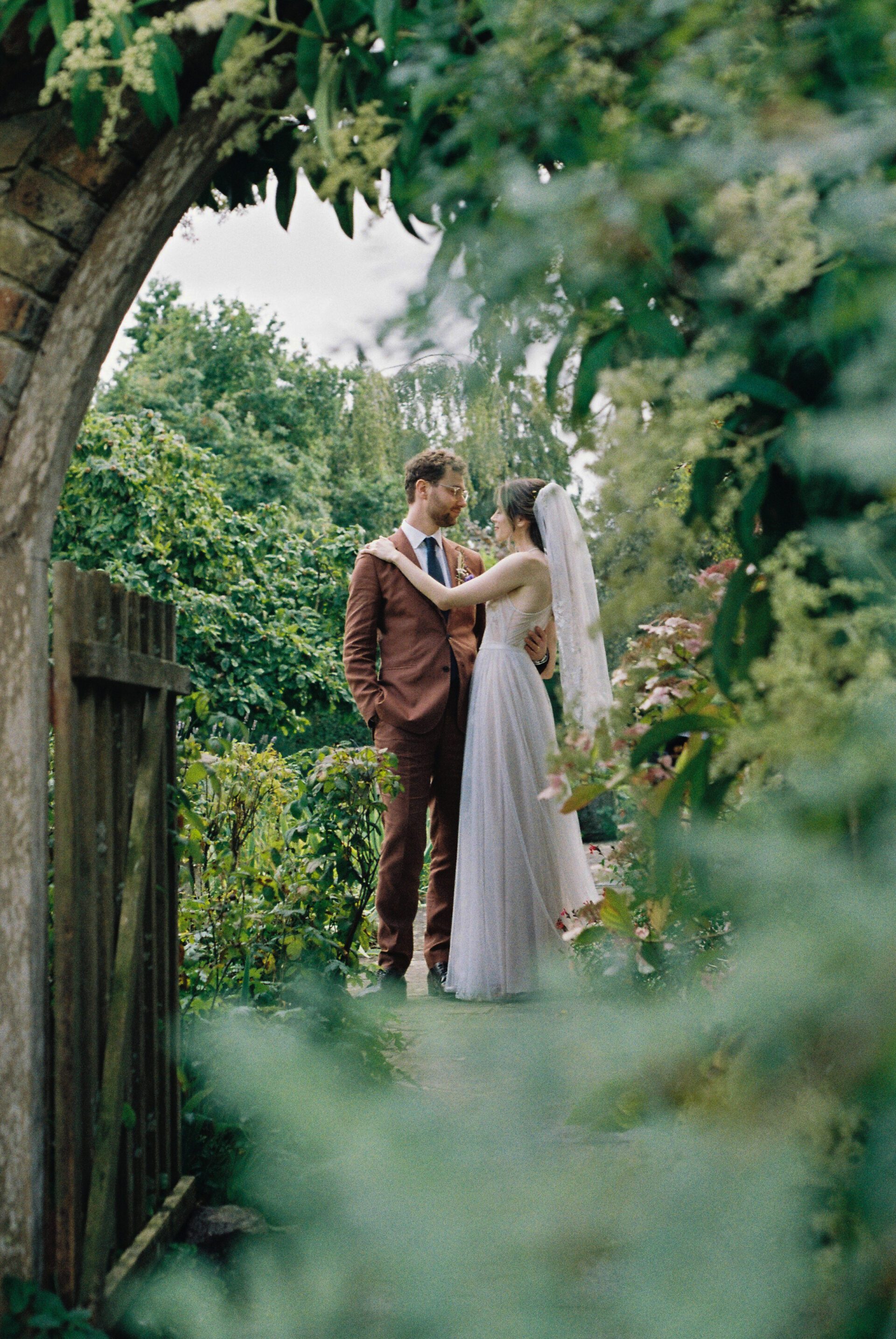 Couples portraits at Gloucestershire wedding venue, captured on 35mm film