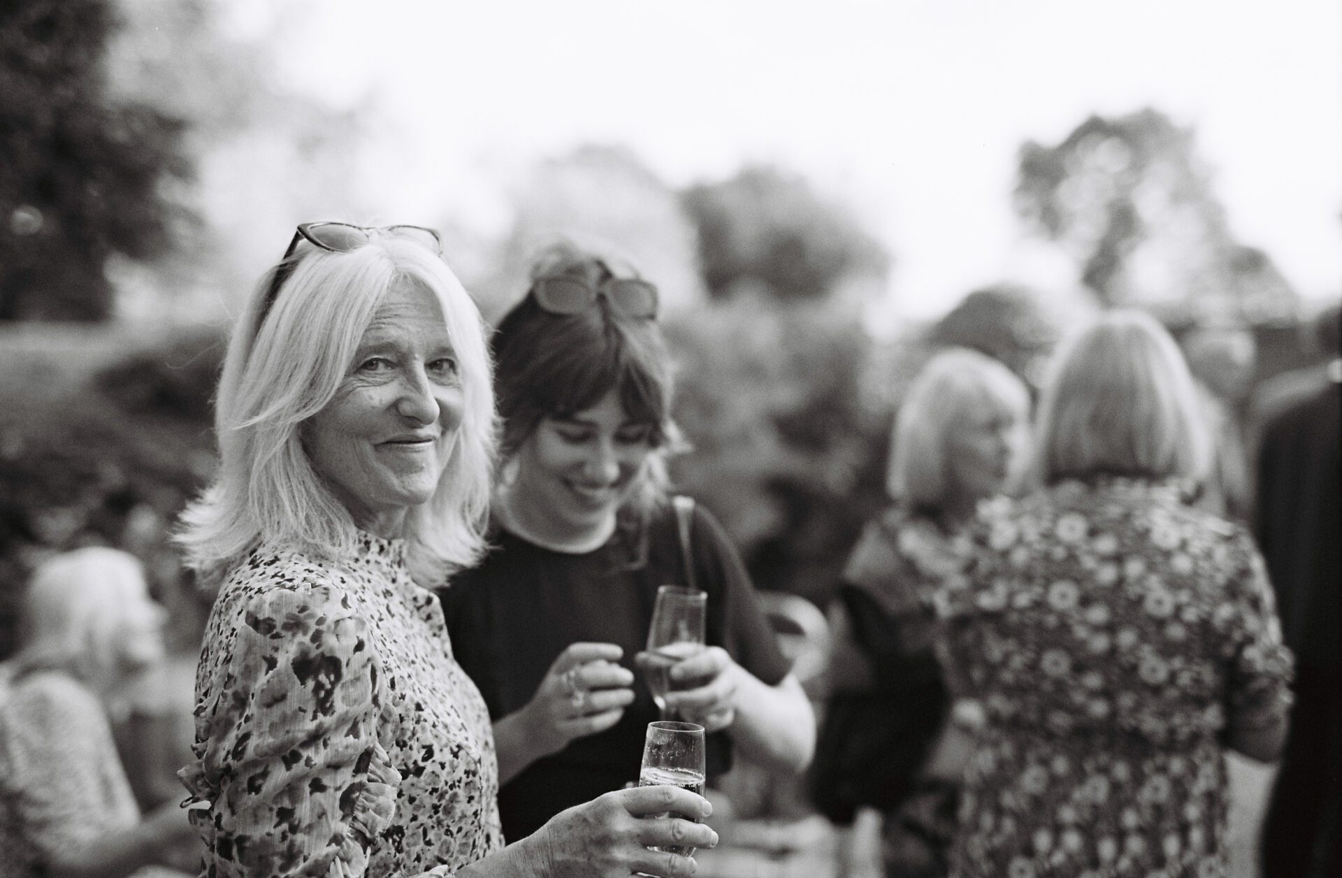 Candid moments during Somerset marquee wedding reception on 35mm film