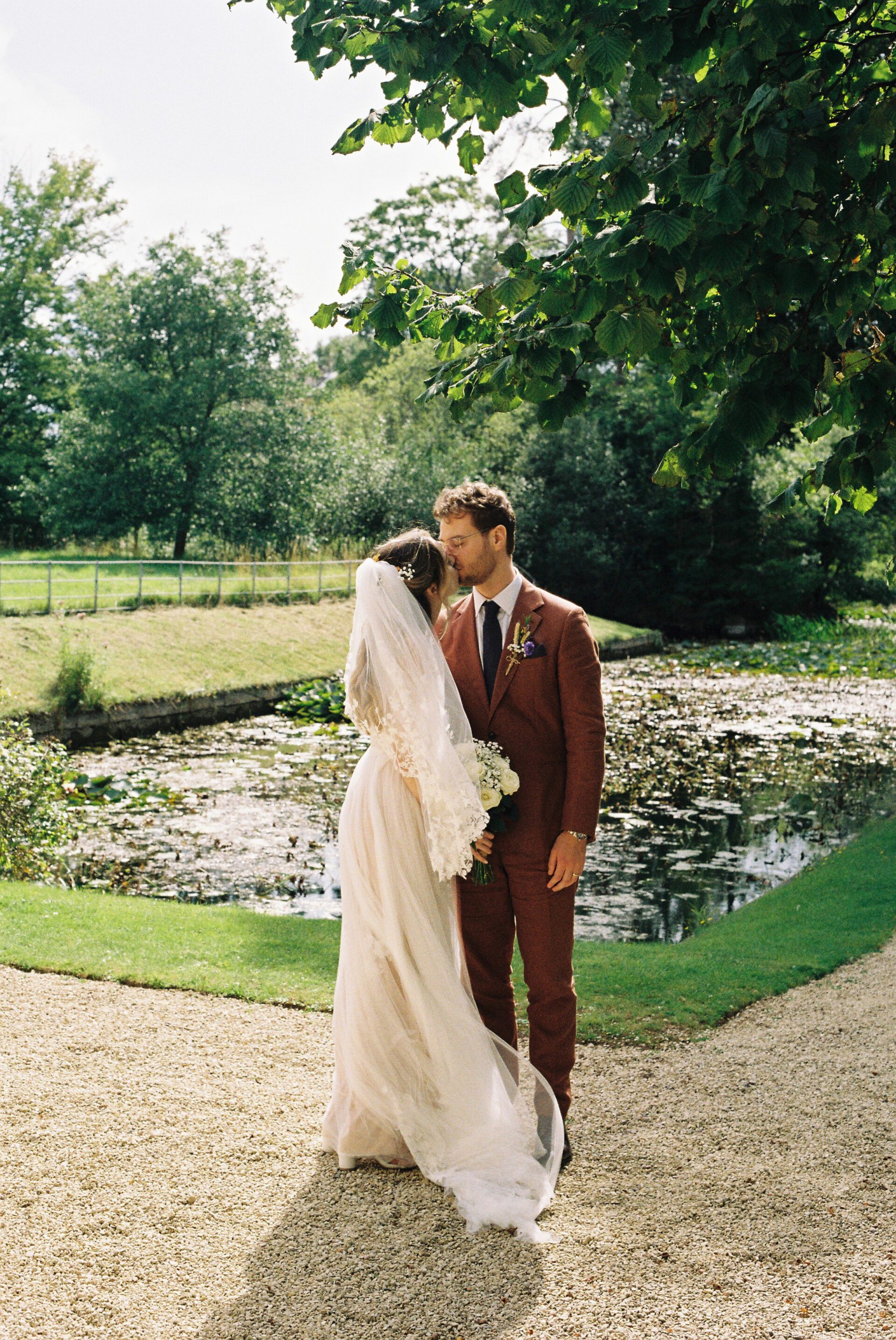 35mm film wedding photography couple portrait in Gloucestershire