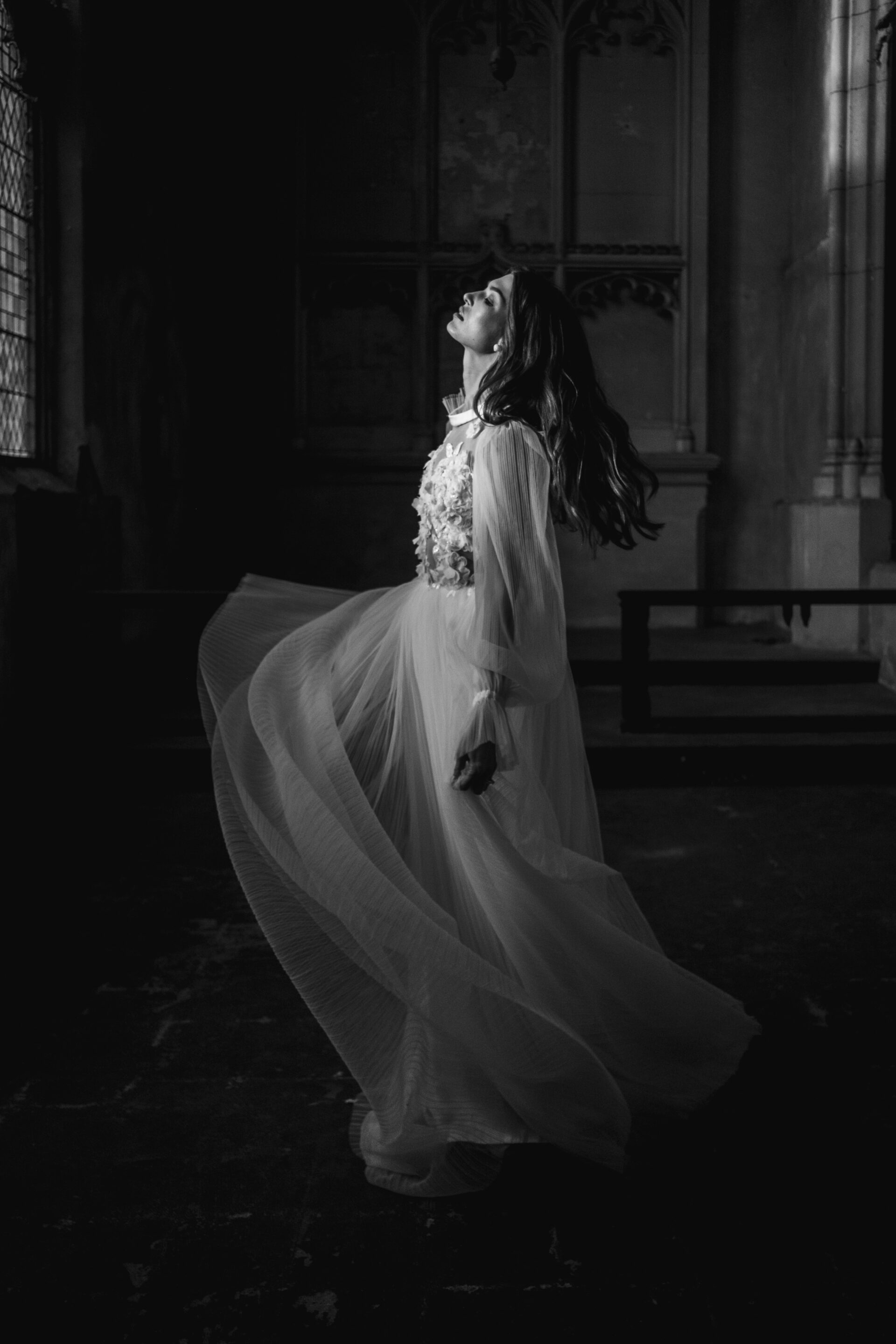 Editorial bridal portraits captured at London wedding venue