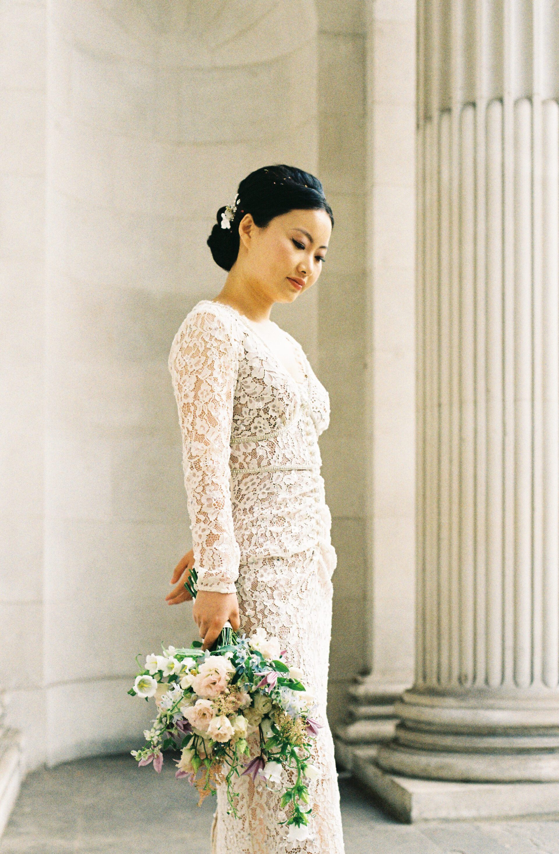 35mm film wedding photography bridal portrait in London