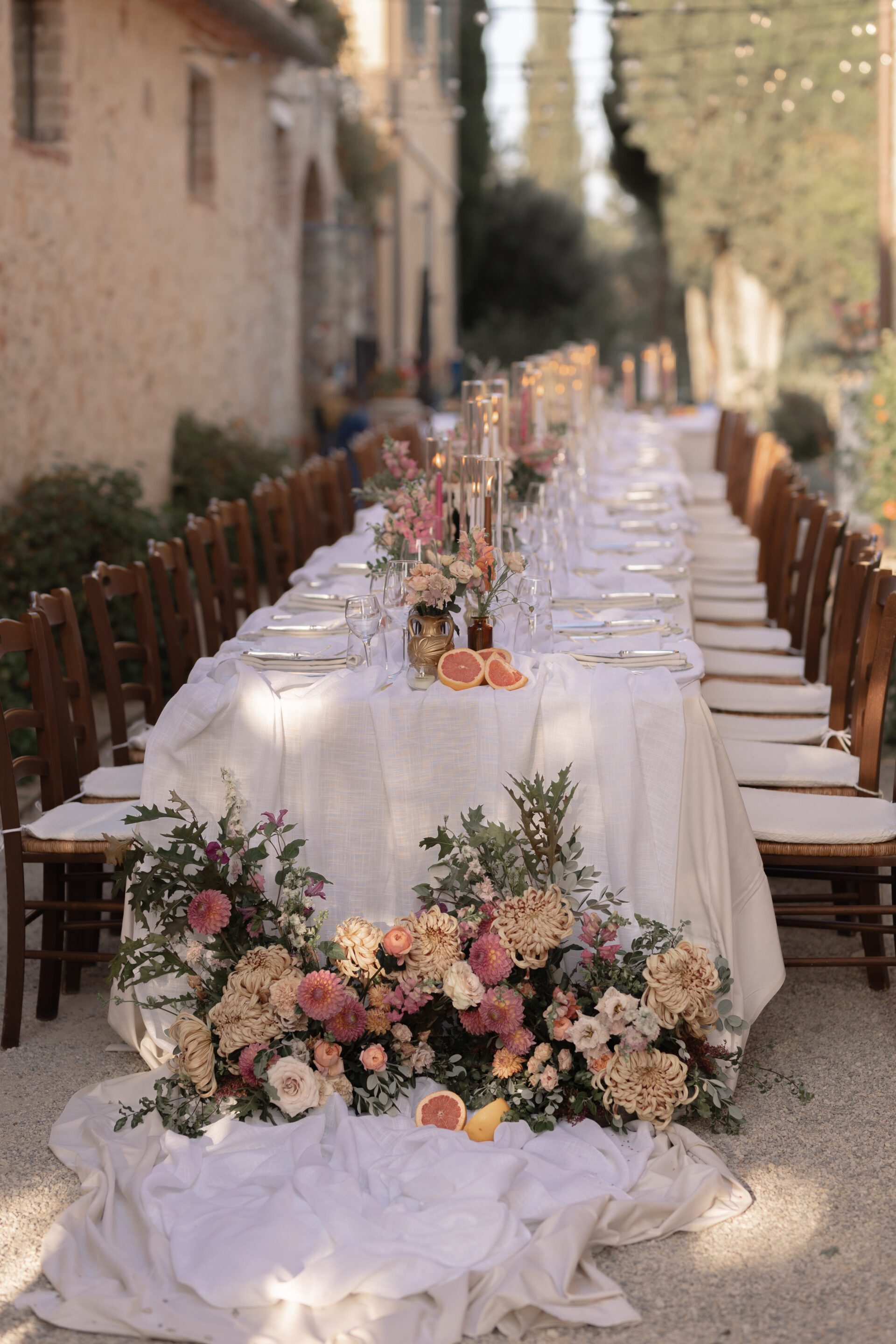 Beautiful tablescape at luxury Italian wedding