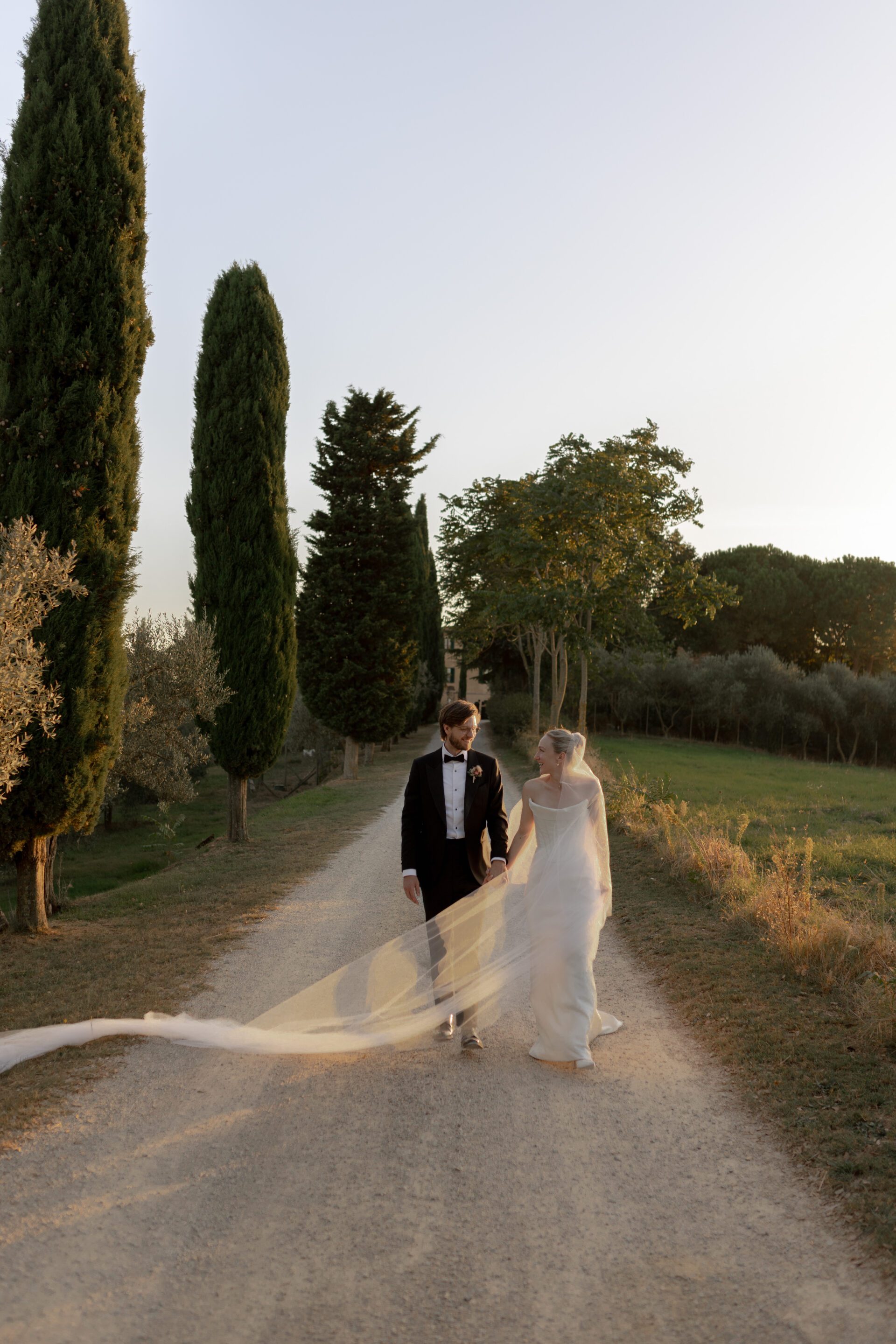 Golden hour couple portrait session at luxury Italian wedding