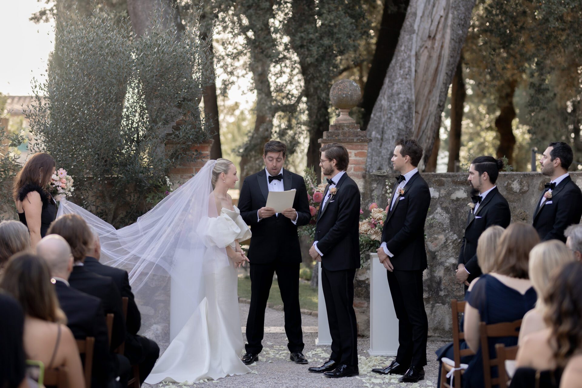 Italian wedding photography captures luxury Tuscan wedding ceremony
