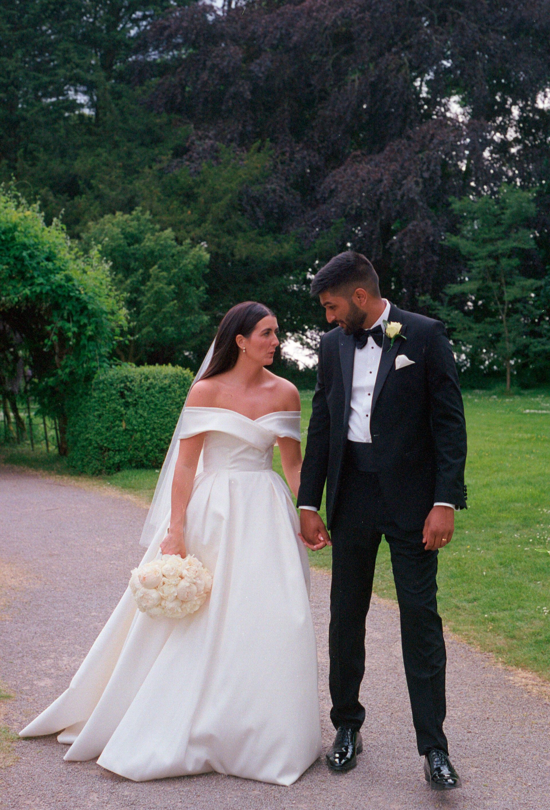 Couples portraits captured on 35mm at Tortworth Court
