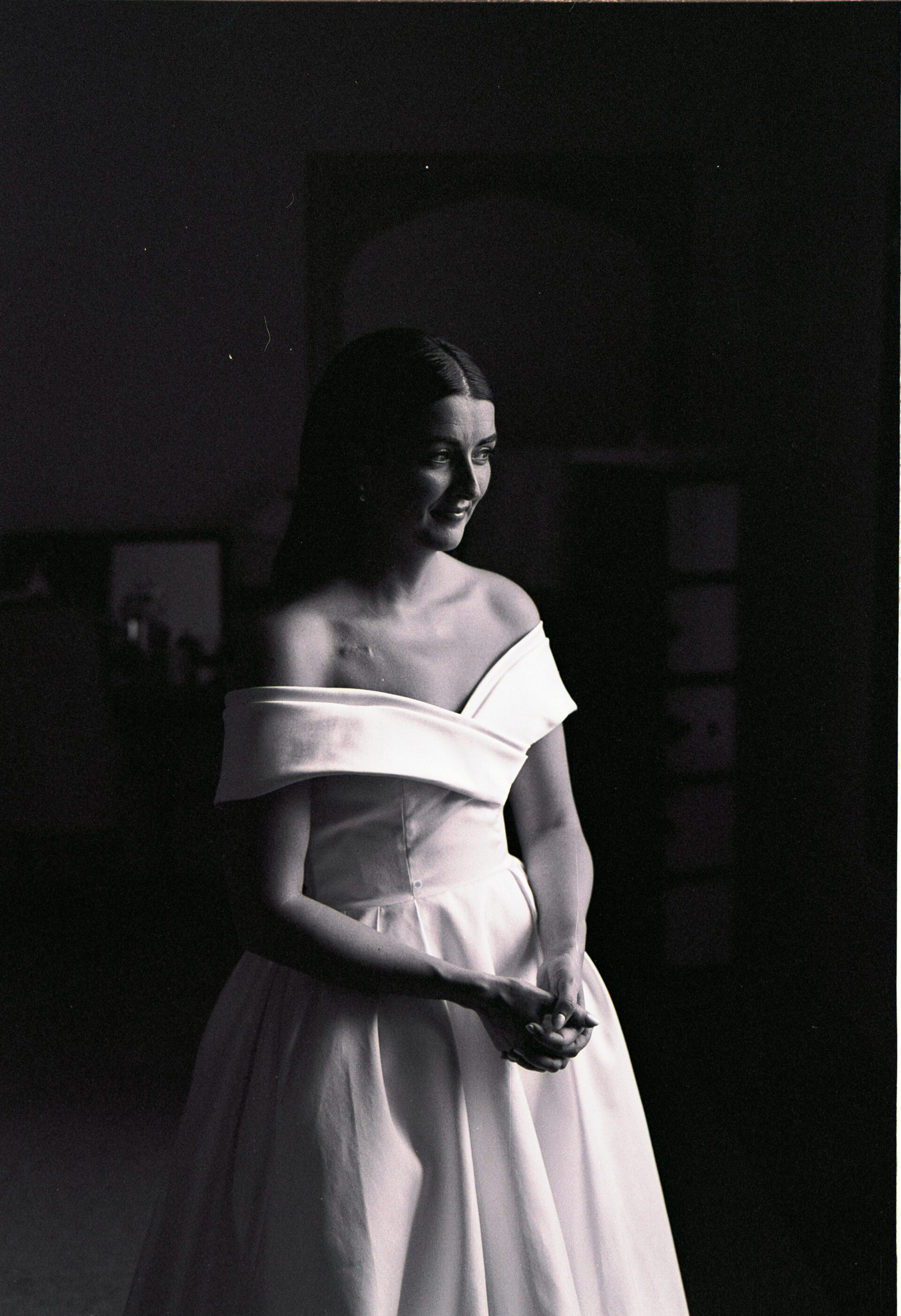 35mm film wedding photography bridal portrait at Tortworth Court