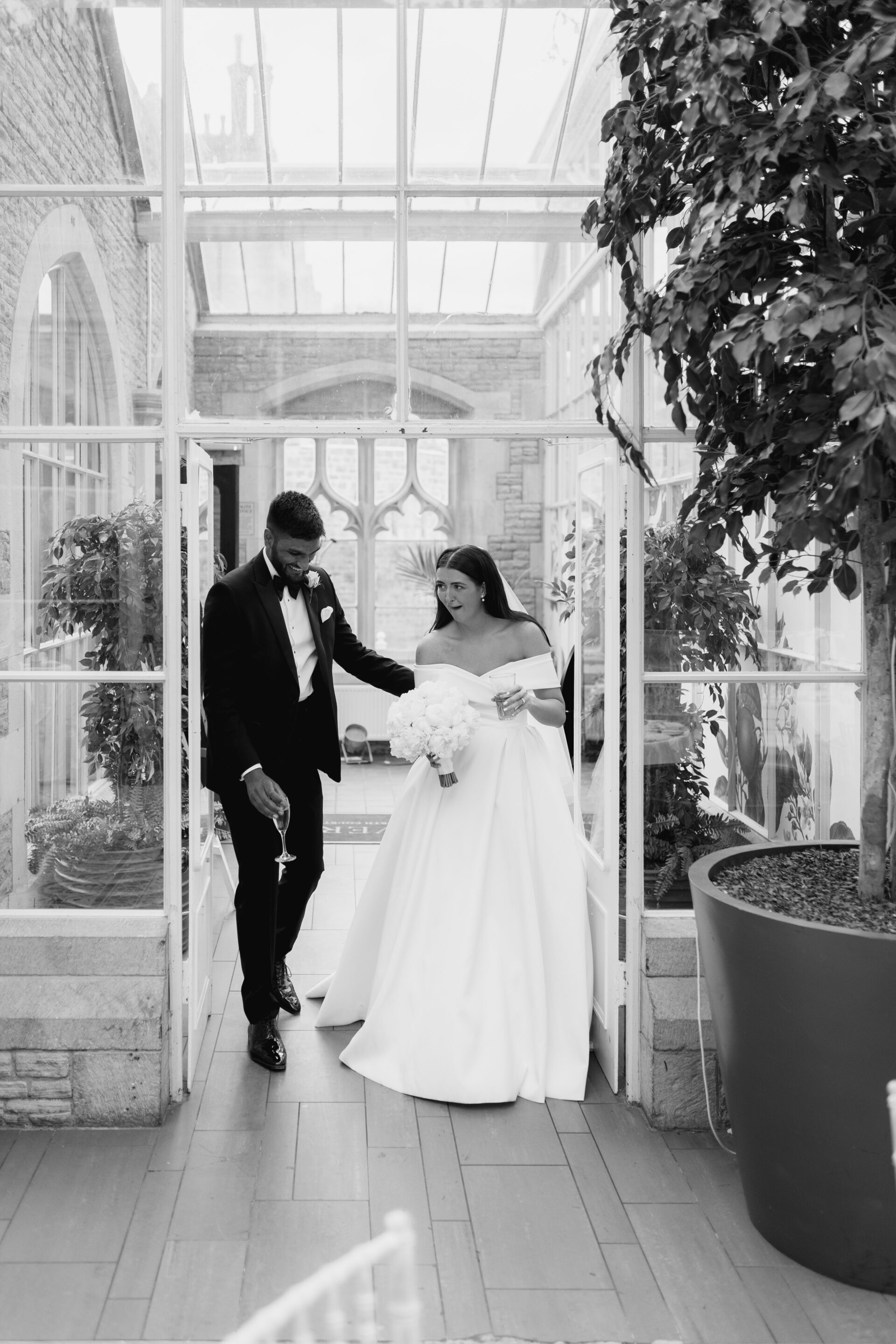 Couple portraits in the Orangery at Tortworth Court