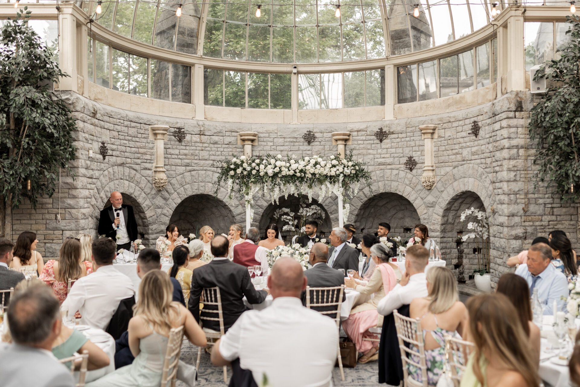 Wedding speeches in the Orangery at Tortworth Court